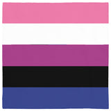 Genderfluid Pride Bandana, Horizontal Stripes-Polyester jersey knit 24 inch square bandana, kerchief, handkerchief, hanky, neckerchief, do-rag, facemask, headscarf, babushka, hankey. GLBT LGBT LGBTQ LGBTQIA LGBTQX LGBTQ Plus LGBTQ+ Genderfluid Pride stripes. Non binary nonbinary enby queer fluid gender identity. Equality, Rights, Representation. -Horizontal Stripes-