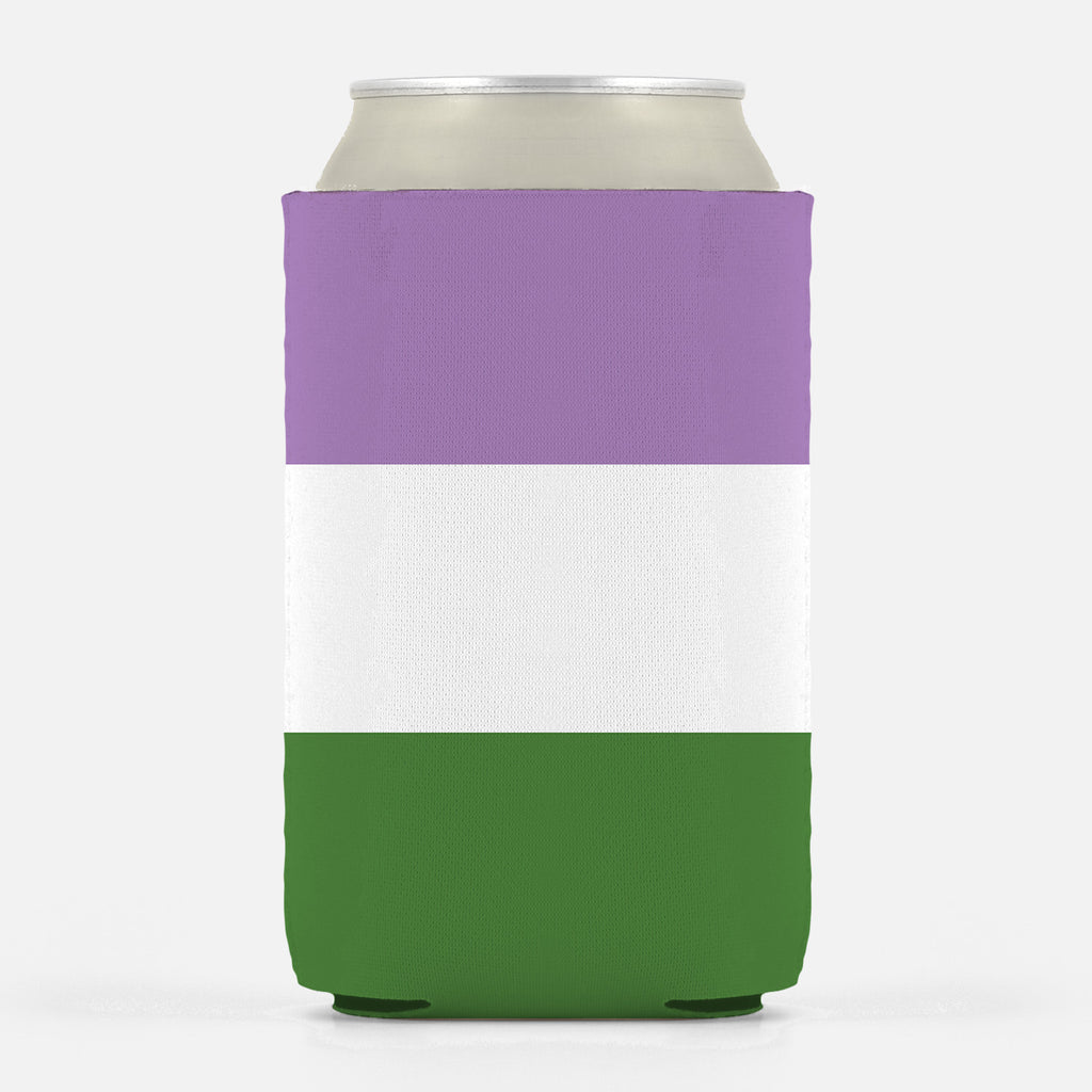 Genderqueer Pride Insulator Sleeve, LGBTQ LGBTQIA LGBTQX Can Cooler-High quality, reusable neoprene beverage insulator sleeve. Fits standard 12oz and 16oz cans or bottles and keeps beverages cold. Easy to clean and foldable for easy storage. Great gift or drink marker for parties. LGBTQ LGBTQIA LGBTQX Genderqueer nonbinary gender queer gay pride equality.-