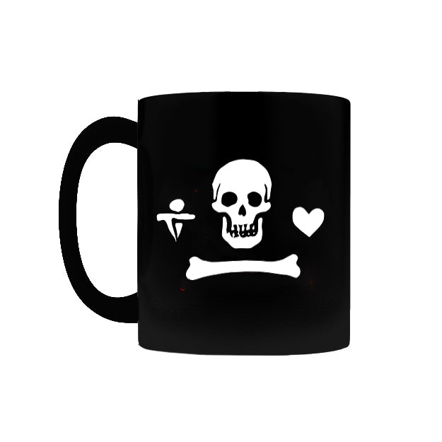 -Premium quality mug in your choice of 11oz or 15oz. High quality, durable ceramic. Dishwasher and microwave safe. Hand washing recommended to help prevent fading. This item is made-to-order and typically ships in 2-3 business days from the USA. pirate jolly roger skull bone heart dagger black coffee mug cup-11oz-