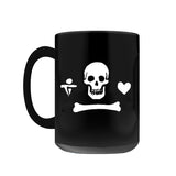 -Premium quality mug in your choice of 11oz or 15oz. High quality, durable ceramic. Dishwasher and microwave safe. Hand washing recommended to help prevent fading. This item is made-to-order and typically ships in 2-3 business days from the USA. pirate jolly roger skull bone heart dagger black coffee mug cup-15oz-