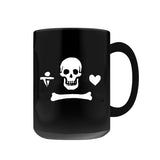 -Premium quality mug in your choice of 11oz or 15oz. High quality, durable ceramic. Dishwasher and microwave safe. Hand washing recommended to help prevent fading. This item is made-to-order and typically ships in 2-3 business days from the USA. pirate jolly roger skull bone heart dagger black coffee mug cup-