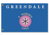 Greendale CC Flag, Custom Cosplay Prop Replica Pole Banner Flag-High quality, professionally printed custom polyester banner pole flag. Single or double sided with either grommets or pole pocket. 2x1 / 1x2 ft, 3x2 / 2x3 ft, 3x5 / 5x3 ft or custom size. Fully customizable on request. Community college E Pluribus Anus flag tv meme cosplay photo prop replica banner-3 ft x 2 ft-Standard-Grommets-