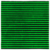 Green & Black Grunge Gothic Pinstripe Bandana, Distressed Stripes 24in-Polyester jersey knit 24 inch square bandana, kerchief, handkerchief, hanky, neckerchief, do-rag, facemask, headscarf, babushka, hankey. Custom made. Retro vintage grunge goth gothic style pinstripes / thin distressed stripe pattern. These bandanas are made-to-order and typically ship in 2-4 business days from USA.-Horizontal-