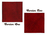Red and Black Grunge Gothic Pinstripe Bandana, Distressed Stripes 24in-Polyester jersey knit 24 inch square bandana, kerchief, handkerchief, hanky, neckerchief, do-rag, facemask, headscarf, babushka, hankey. Custom made. Retro vintage grunge goth gothic style pinstripes / thin distressed stripe pattern. These bandanas are made-to-order and typically ship in 2-4 business days from USA.-