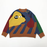 -High quality polyester and acrylic wool knit sweater. One size, see measurements. Free shipping from abroad. women's unisex oversize boyfriend sweater artsy abstract cartoon dog color block fashion jumper dogger doggy puppy pupper harajuku pullover unusual strange y2k alternative style on trend -