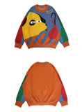 -High quality polyester and acrylic wool knit sweater. One size, see measurements. Free shipping from abroad. women's unisex oversize boyfriend sweater artsy abstract cartoon dog color block fashion jumper dogger doggy puppy pupper harajuku pullover unusual strange y2k alternative style on trend -