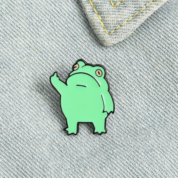 -High quality metal alloy and soft enamel pin. Measures about 1.1" tall and 0.9" wide.Free shipping from abroad with average delivery to the US in about 2 weeks. Rude Kawaii EFF OFF Fuck You pinback badge funny gift attitude flipping off flip the bird mode quitting out go yourself done over it GFY punk pastel goth cute-