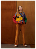 -High quality polyester and acrylic wool knit sweater. One size, see measurements. Free shipping from abroad. women's unisex oversize boyfriend sweater artsy abstract cartoon dog color block fashion jumper dogger doggy puppy pupper harajuku pullover unusual strange y2k alternative style on trend -