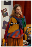-High quality polyester and acrylic wool knit sweater. One size, see measurements. Free shipping from abroad. women's unisex oversize boyfriend sweater artsy abstract cartoon dog color block fashion jumper dogger doggy puppy pupper harajuku pullover unusual strange y2k alternative style on trend -