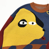 -High quality polyester and acrylic wool knit sweater. One size, see measurements. Free shipping from abroad. women's unisex oversize boyfriend sweater artsy abstract cartoon dog color block fashion jumper dogger doggy puppy pupper harajuku pullover unusual strange y2k alternative style on trend -