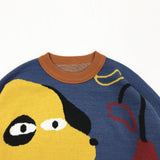 -High quality polyester and acrylic wool knit sweater. One size, see measurements. Free shipping from abroad. women's unisex oversize boyfriend sweater artsy abstract cartoon dog color block fashion jumper dogger doggy puppy pupper harajuku pullover unusual strange y2k alternative style on trend -