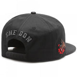 La Familia Snapback Cap -High quality black cap with large embroidered La Familia logo on front, severed horse head on the side and 'The Don' arched across the back. One size fits most with snapback adjustment.Free shipping from abroad with average delivery to the US in 2-3 weeks. Funny hiphop mafia parody streetwear fashion baseball hat -