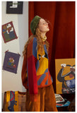 -High quality polyester and acrylic wool knit sweater. One size, see measurements. Free shipping from abroad. women's unisex oversize boyfriend sweater artsy abstract cartoon dog color block fashion jumper dogger doggy puppy pupper harajuku pullover unusual strange y2k alternative style on trend -