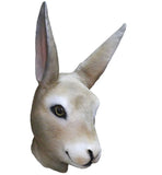 -Quality over-the-head soft latex white rabbit mask. One size fits most. Free shipping from abroad with average delivery to the USA in about 2-3 weeks. Creepy funny Halloween costume cosplay mask red eyed bunny rabbit alice in wonderland unsettling disturbing animal hare -