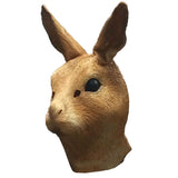 -Quality over-the-head soft latex white rabbit mask. One size fits most. Free shipping from abroad with average delivery to the USA in about 2-3 weeks. Creepy funny Halloween costume cosplay mask red eyed bunny rabbit alice in wonderland unsettling disturbing animal hare -