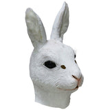 -Quality over-the-head soft latex white rabbit mask. One size fits most. Free shipping from abroad with average delivery to the USA in about 2-3 weeks. Creepy funny Halloween costume cosplay mask red eyed bunny rabbit alice in wonderland unsettling disturbing animal hare -