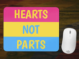 -Soft and comfortable 9x7 inch mousepad made from high density neoprene with a colorfast, stain resistant and easy to clean smooth fabric top layer.These items are made-to-order and typically ship in 2-3 business days from within the US. Pan Pansexual Pride LGBTQ LGBTQIA LGBTQX Equality Hearts Not Parts, Love Is Love-