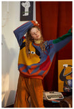 -High quality polyester and acrylic wool knit sweater. One size, see measurements. Free shipping from abroad. women's unisex oversize boyfriend sweater artsy abstract cartoon dog color block fashion jumper dogger doggy puppy pupper harajuku pullover unusual strange y2k alternative style on trend -