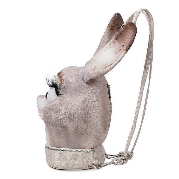 3D Rabbit Head Backpack Shoulder Bag Weird Creepy WTF