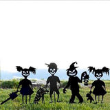 -Creepy cute horror kids silhouette sculptures. Strong, durable metal. Weatherproof, anti-corrosion black powder coating. Fun outdoor Halloween, horror fan or gothic home and garden decorations. Free shipping. yard decor zombie girl with doll or chainsaw pumpkin head & skull boy w/hellhound trick or treat lawn ornament-
