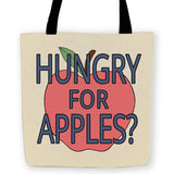 -Hungry for Apples? High quality, woven polyester tote bag with design on both sides. Durable and machine washable. An ideal carryall reusable shopping bag for those trips to the produce section or farmers market. This item is made-to-order and typically ships in 3-5 business days.-