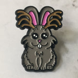 -Cute, soft enamel Jackalope pin with rubber pin back from the Cryptid Collection. Measures approximately 1inch. Shipped from the USA. Funny kawaii cryptozoology western American mythology urban legend antler bunny antlered rabbit jackrabbit pinback badge brooch jewelry bag backpack hat accessory-