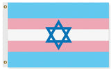 Jewish Transgender Pride Flag, Trans Pride Stripes Magan Star of David-High quality, professionally printed polyester flag in your choice of size, single or fully double-sided with blackout layer, grommets or pole pocket / sleeve. 2x1ft / 1x2ft, 3x2ft / 2x3ft, 5x3ft / 3x5ft, custom. Fully customizable. Jewish Trans LGBT GLBT LGBTQ LGBTQIA LGBTQX plus Transgender Pride, Rights, Equality-5 ft x 3 ft-Standard-Grommets-796752937298