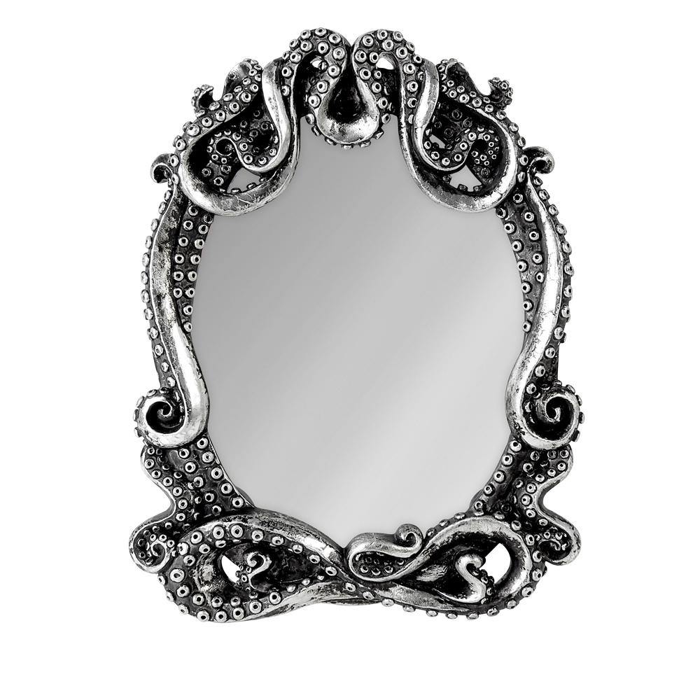 Alchemy Gothic KRAKEN MIRROR, Silver Resin Tentacle Frame Glass Mirror-