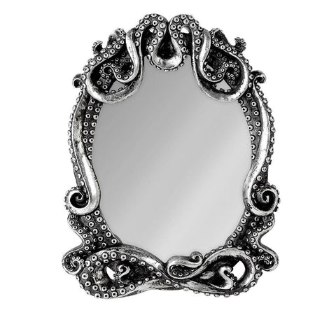 Alchemy Gothic KRAKEN MIRROR, Silver Resin Tentacle Frame Glass Mirror-