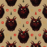 -58" x 23" rolls of high quality 5.93oz gift wrap. Free Shipping. 25% off 2 or more rolls w/code 'WRAPPERSDELIGHT' at checkout. krampus christmas devil fun funny belsnickel bad santa demon goth gothic knecht ruprecht pelznickel horned xmas monster horror scary creepy weird unique unusual trendy designer giftwrap-A-58" x 23"-