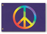 Rainbow Peace Flag, Several Colors or Custom, Anti-War Equality Banner-High quality, professionally printed polyester flag. Single or fully double-sided with blackout layer, grommets or pole pocket / sleeve. 2x1ft / 1x2ft, 3x2ft / 2x3ft, 5x3ft / 3x5ft, custom. Fully customizable. Rainbow Peace Symbol pole flag, LGBT LGBTQ LGBTQIA Sexuality Race Gender Equality Anti-War protest banner-2 ft x 1 ft-Purple-Grommets-796752938219