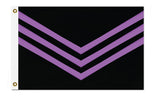 Lavender / Lilac and Black Queer Liberation Flag, Protest Banner-Triple chevron in a purple of defiance, three arrows against fascism & oppression. LGBTQ LGBTQX LGBTQIA+ gay lesbian bisexual pan trans nonbinary genderqueer BLM racial gender sexuality feminist intersectional womens poc marginalized liberty rights equality justice united resist anarchist anarcho antifa anti-fascist -3 ft x 2 ft-Standard-Grommets-