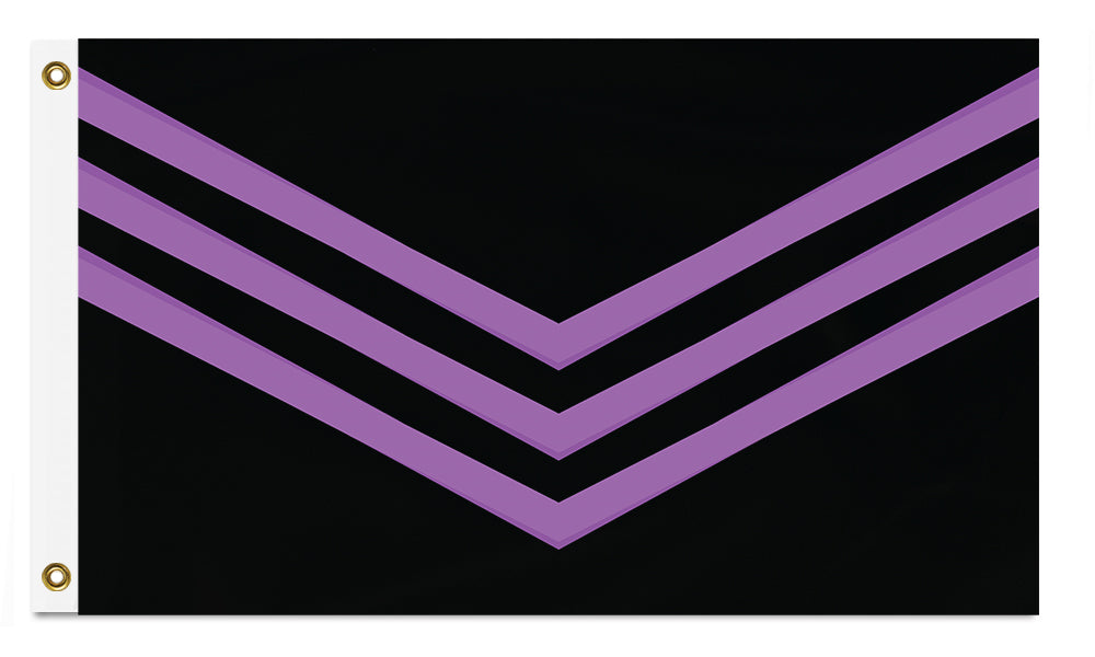 Lavender / Lilac and Black Queer Liberation Flag, Protest Banner-Triple chevron in a purple of defiance, three arrows against fascism & oppression. LGBTQ LGBTQX LGBTQIA+ gay lesbian bisexual pan trans nonbinary genderqueer BLM racial gender sexuality feminist intersectional womens poc marginalized liberty rights equality justice united resist anarchist anarcho antifa anti-fascist -5 ft x 3 ft-Standard-Grommets-