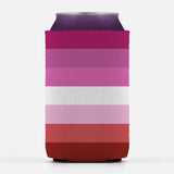 Lesbian Pride Insulator Sleeve, LGBTQ LGBTQIA Pink Striped Can Cooler-High quality, reusable neoprene beverage insulator sleeve. Fits standard 12oz and 16oz cans or bottles and keeps beverages cold. Easy to clean and foldable for easy storage. Great gift or drink marker for parties. LGBT GLBT LGBTQ LGBTQIA LGBTQX Lesbian Pride Original Pink Stripes, Rights, Representation, Equality. -