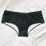 -Comfortable, women's black midrise-rise briefs with playfully sexy Lick Me Till Ice Cream printed on the back. Lightweight and breathable, 95% polyester/5% spandex. See size chart.Free shipping. Funny weird womens ladies girls underwear lingerie panties half-pack peach hip butt kinky sexy oral sex joke pun punderwear-