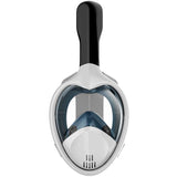 Professional Panoramic Anti-Fog Full Face Snorkeling GoPro Diving Mask-Pro quality hydrodynamic full face snorkeling mask. Anti-fog, 180º panoramic HD view. Two chamber breath apparatus. Improved airflow, easy breathing through mouth & nose. Comfortable food grade, hypoallergenic silicone seals. Dry Top snorkel, submersion auto closure. Auto drain valves. GoPro compatible camera mount. -