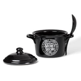 -Alchemy designed cauldron inspired lidded bowl & matching spoon perfect for soups, broths, cereals & serving. Animal-free Bone China. Genuine Alchemy Gothic product. Ships from USA Witches pot for making potions, spells & divine dinners! witch wicca wiccan samhain halloween kitchen kitchen winter solstice gift -