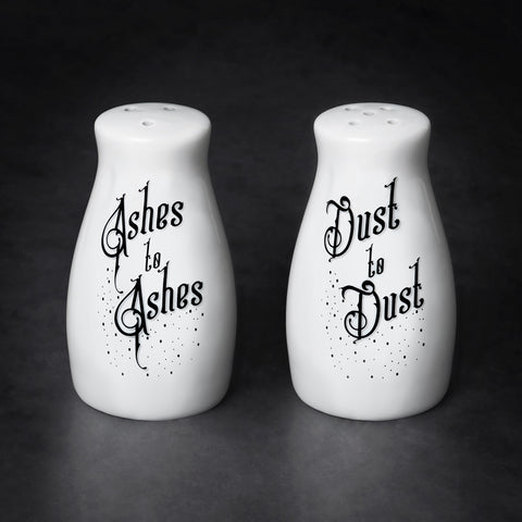 Alchemy Gothic Ashes to Ashes, Dust to Dust Salt and Pepper Shaker Set-Unique set of ceramic salt and pepper shakers. Each shaker has a diameter of roughly 1.77in and stands 3.35in (8.5cm (3.35 x 4.5cm)) and weighs approximately 5.11oz (145g) Genuine Alchemy Gothic Product. These items typically ship in 1-3 business days from within the US. Great gothic home decor giftware. -
