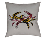 -Double-sided, square pillow or pillowcase with printed design on both sides, in your choice of spun polyester or synthetic suede finish. Design features a detailed crab illustration with Maryland state flag overlay. Background color is a light gray but can be customized by request and at no additional cost.-Spun Polyester-14 x 14 inches-With Zipper-796752938387