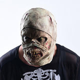 -The reanimated corpse of an unfortunate hospital patient with head bandages still in place. High quality latex over-the-head mask. One size fits most. Free shipping from abroad. Decaying decrepit medical patient zombie mummy bandaged head halloween costume cosplay asylum hospital haunted house larp-