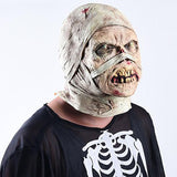 -The reanimated corpse of an unfortunate hospital patient with head bandages still in place. High quality latex over-the-head mask. One size fits most. Free shipping from abroad. Decaying decrepit medical patient zombie mummy bandaged head halloween costume cosplay asylum hospital haunted house larp-