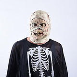-The reanimated corpse of an unfortunate hospital patient with head bandages still in place. High quality latex over-the-head mask. One size fits most. Free shipping from abroad. Decaying decrepit medical patient zombie mummy bandaged head halloween costume cosplay asylum hospital haunted house larp-
