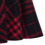 Kenicke Retro High-Waist Gothic A-Line Tartan Skirt, Red Black Plaid -