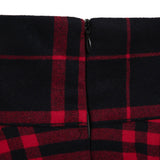 Kenicke Retro High-Waist Gothic A-Line Tartan Skirt, Red Black Plaid -