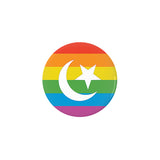LGBTQ Muslim Pride Pinback Buttons, Intersectional LGBTQIA LGBTQX Pin-High quality scratch and UV resistant mylar & metal pinback button. 1.25, 2.25 or 3 inches. Custom made Muslim LGBT GLBT LGBTQ LGBTQIA LGBTQX Intersectional Sexuality Gender Identity Pride Pin - Equal Rights, Equality Gay Rainbow Flag Stripes. -1.25 inch Round Button-