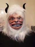 -Uniquely creepy high quality over-the-head latex yeti mask with attached hair. Funny weird weirdest halloween mask costume bizarre strange creepiest bigfoot yeti abominable snowman creature human face cryptid cryptozoology mythological horned goat bear man hybrid himalayan snow beast ice demon best freaky newest-USA-