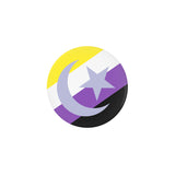 Non-Binary Muslim Pride Buttons, Intersectional LGBTQ LGBTQIA Pins-High quality scratch and UV resistant mylar & metal pinback button. 1.25, 2.25 or 3 inches. Custom made Intersectional Nonbinary Non-Binary Muslim Enby NB LGBT GLBT LGBTQ LGBTQIA LGBTQX Queer Nonconforming Gender Identity Pride, Visibility Representation Rights Equality-1.25 inch Round Button-