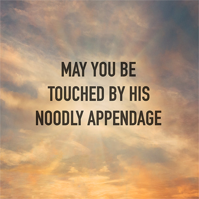 May You Be Touched By His Noodly Appendage Blank Greeting Cards, 5x5-High quality 5x5in blank folded greeting card on fine cardstock w/envelope. Funny Flying Spaghetti Monster FSM Pastafarian blessing naughty inspirational faux religious tentacle noodle hentai dirty get well weirdness thinking of you weirdo atheist science birthday all occasion meme internet gift saying joke-5x5 inch-1 Card-