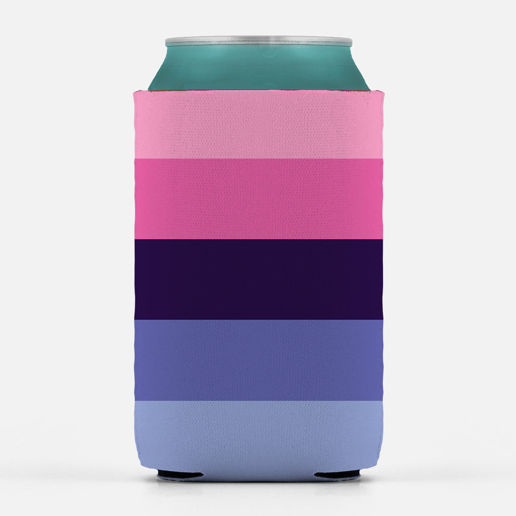 Omnisexual Pride Insulator Sleeve, LGBTQ LGBTQIA LGBTQX Can Cooler-High quality, reusable neoprene beverage insulator sleeve. Fits standard 12oz and 16oz cans or bottles and keeps beverages cold. Easy to clean and foldable for easy storage. Great gift or drink marker for parties. LGBTQ LGBTQIA LGBTQX Omnisexual Pride striped accessory. Pansexual, Equality Love Is Love Hearts Not Parts-