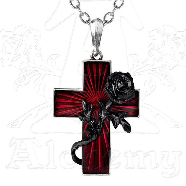 Order of the Black Rose Cross Necklace, Alchemy Gothic Domestic Platypus